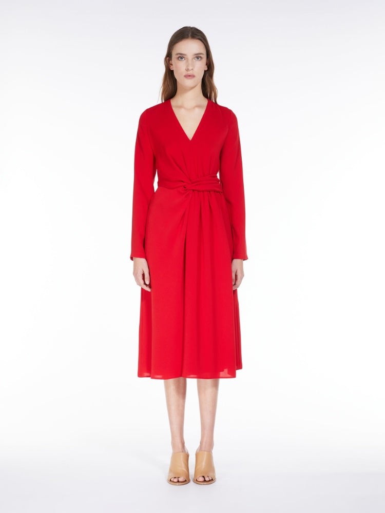 Max Mara Studio Mammola Red Long draped cady dress Think Bubbles