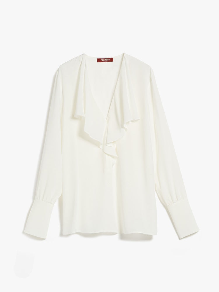 Max Mara Studio Leva Silk Crepe de chine ruffle shirt