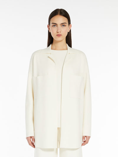 Max Mara Studio AQUILE White Belted viscose cardigan