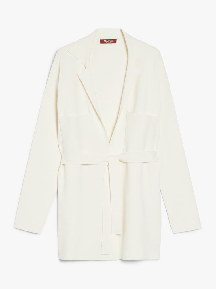 Max Mara Studio AQUILE White Belted viscose cardigan