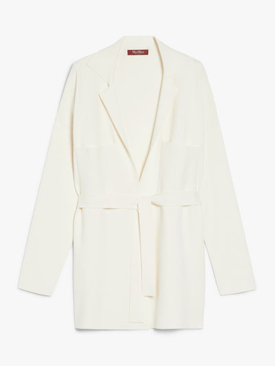 Max Mara Studio AQUILE White Belted viscose cardigan