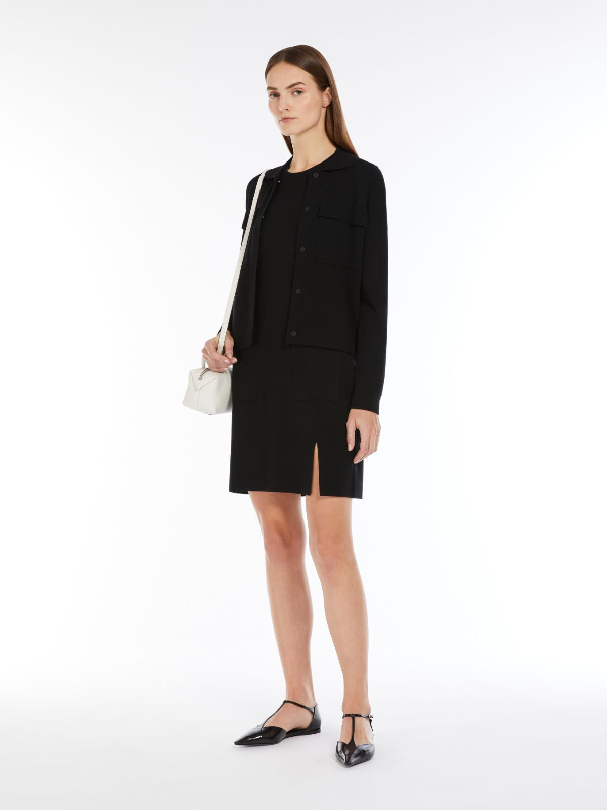 Max Mara Studio Mito Black Short stretch viscose jacket