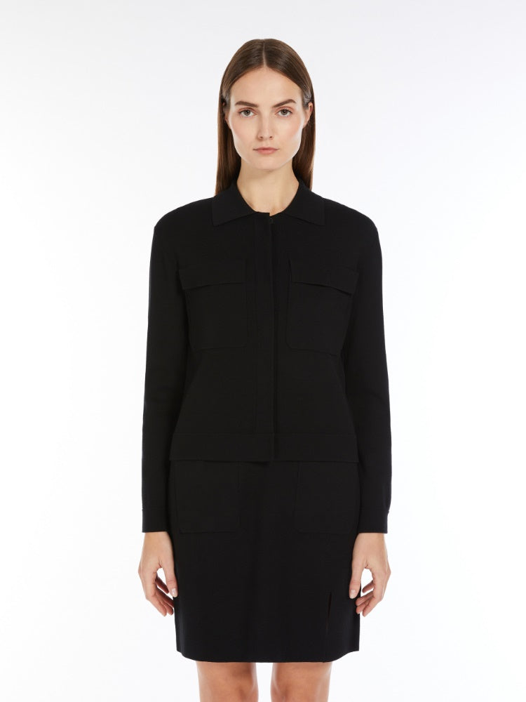 Max Mara Studio Mito Black Short stretch viscose jacket