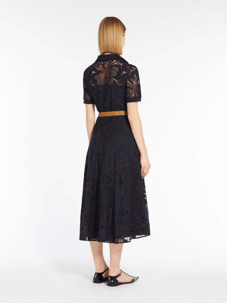 Max Mara LAMBRO Navy Studio Lace polo shirt dress