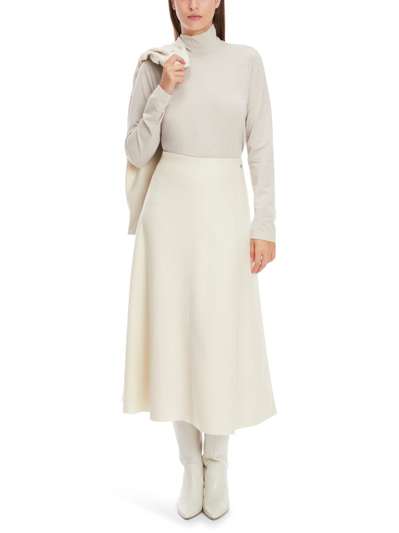 Marc Cain Cream Pure Wool Skirt - Knitted In Germany