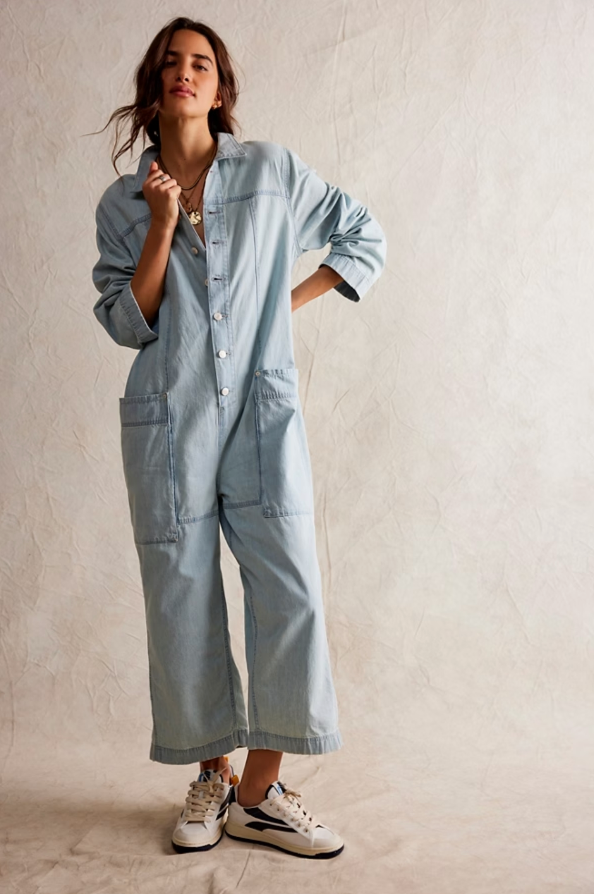 Free People We The Free Margarita Denim Jumpsuit