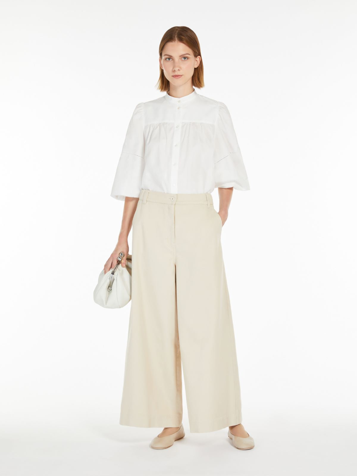 Max Mara Weekend DISCO Cream Cotton drill trousers