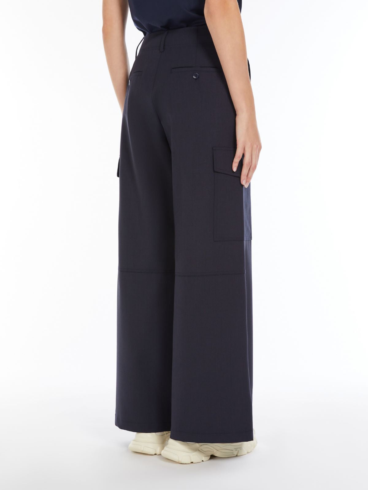 Max Mara Weekend HIDALGO Navy Wool-blend cargo trousers