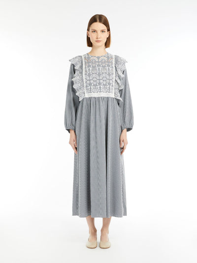 Max Mara Weekend ABITO Gingham cotton dress with broderie anglaise embroidery