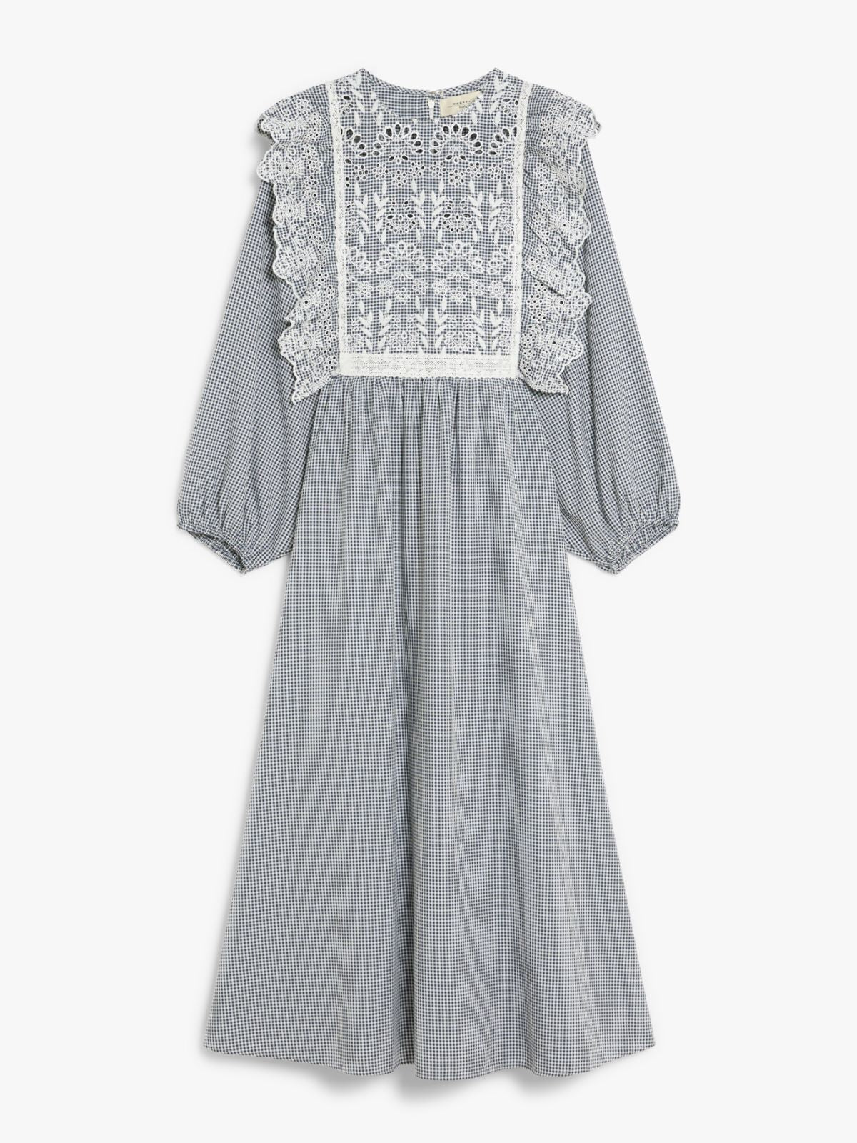 Max Mara Weekend ABITO Gingham cotton dress with broderie anglaise embroidery