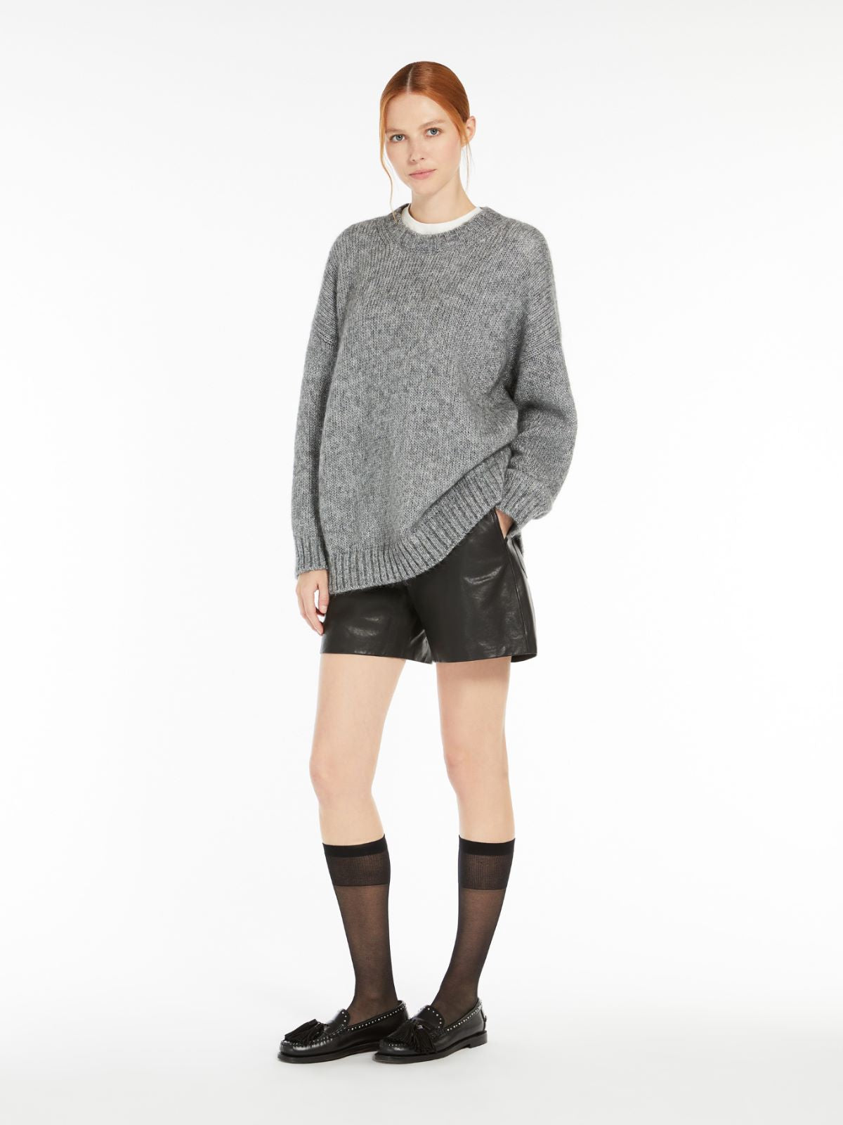 Max Mara Weekend ANTONY Grey Mohair and lurex yarn jumper