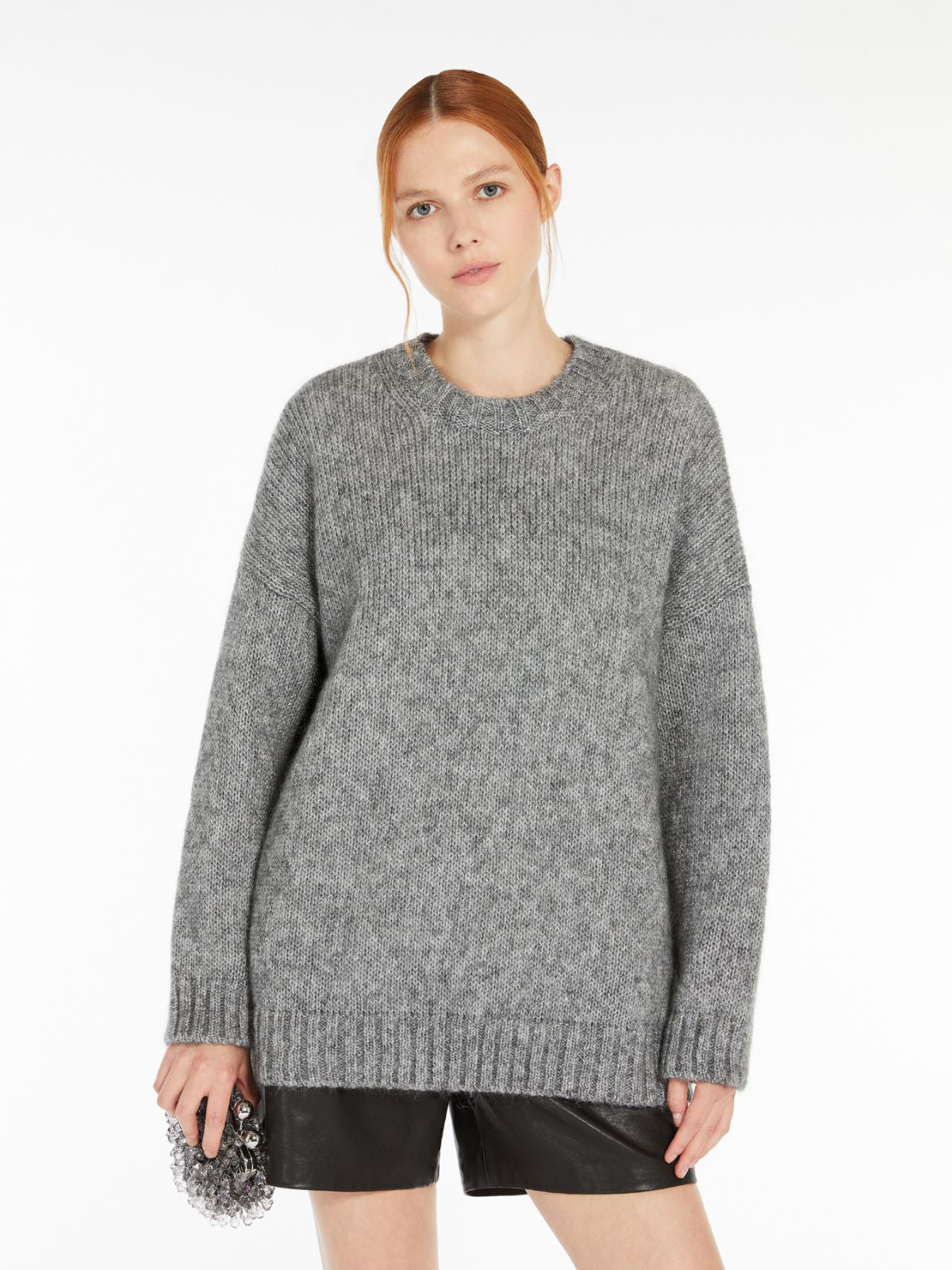 Max Mara Weekend ANTONY Grey Mohair and lurex yarn jumper