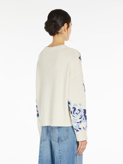 Max Mara Weekend FABIAN Blue Floral Patterned cotton yarn jumper