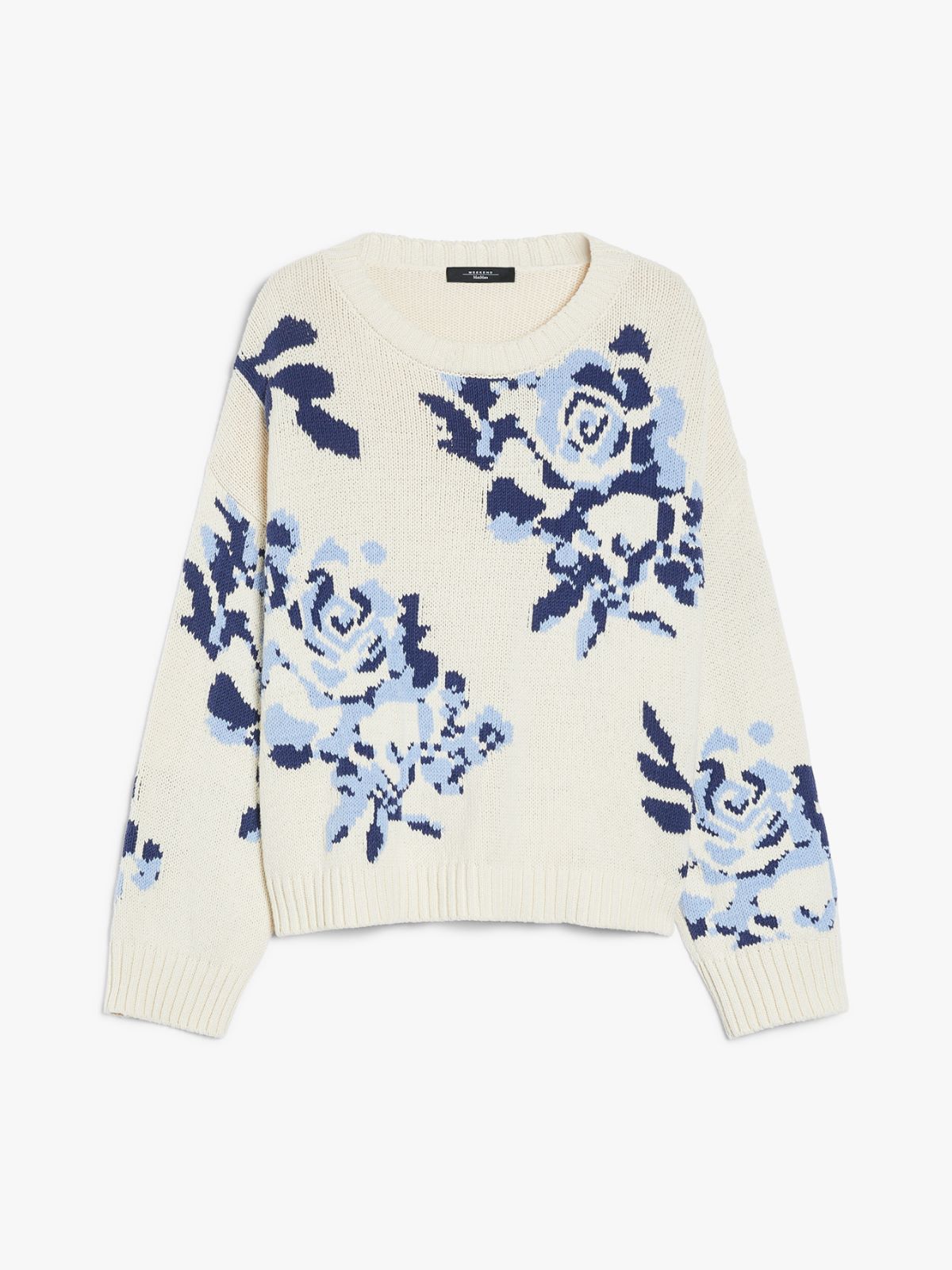 Max Mara Weekend FABIAN Blue Floral Patterned cotton yarn jumper