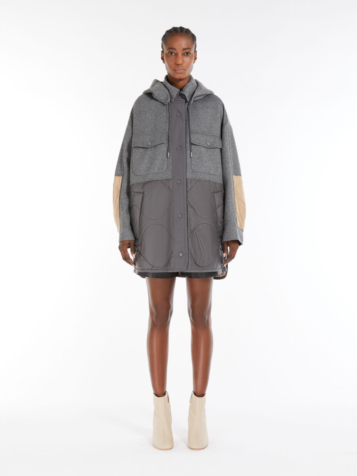 Max Mara Weekend OSSOLA Grey Double-sided wool and nylon jacket