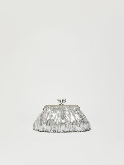 Max Mara Weekend FLOU Silver Small Pasticcino Bag with fringes and sequins