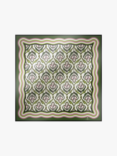 Max Mara Weekend ONESTO Green & Pink Printed silk scarf