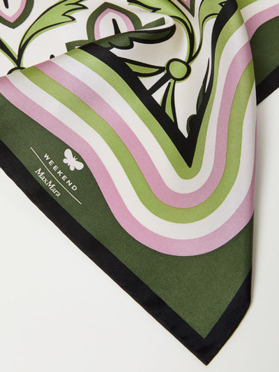 Max Mara Weekend ONESTO Green & Pink Printed silk scarf