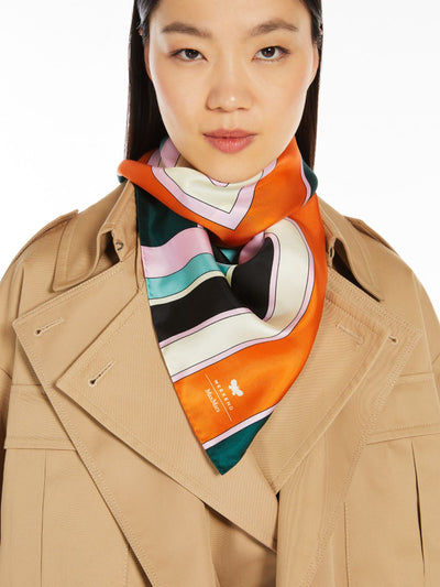 Max Mara Weekend ONESTO Orange Printed silk scarf