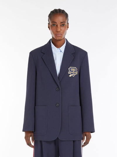 Max Mara Weekend BRAMA Navy Jersey blazer with embroidery