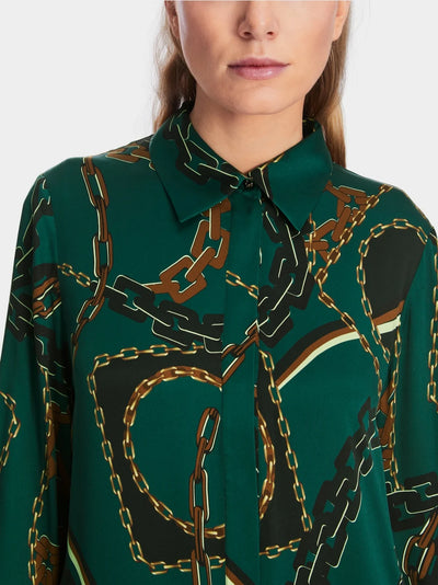 Marc Cain Soft Forest Green Silk shirt dress