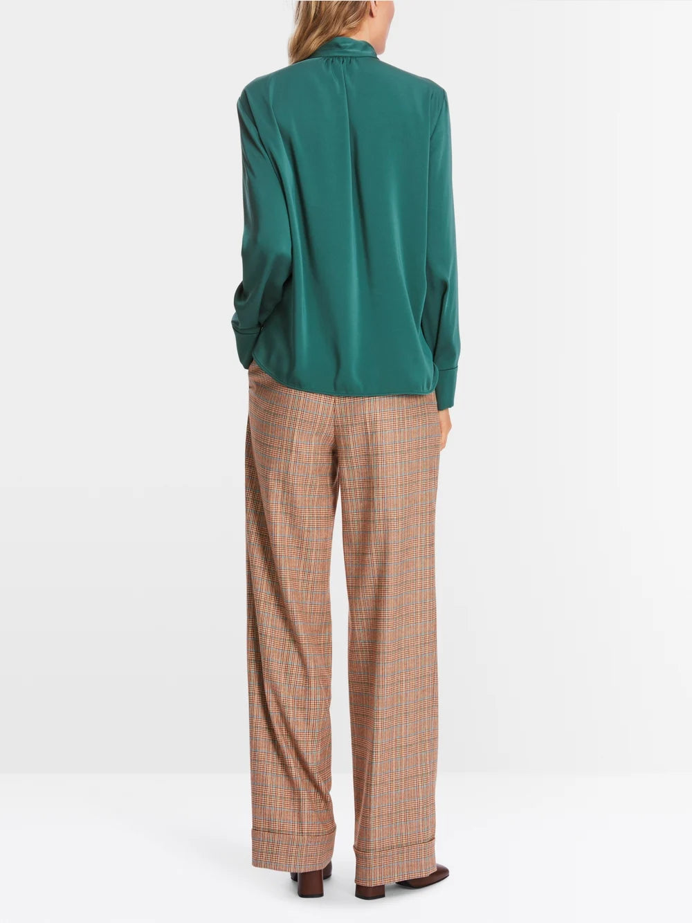 Marc Cain Soft Forest Green Blouse with stand-up collar