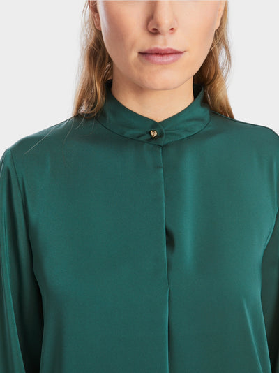 Marc Cain Soft Forest Green Blouse with stand-up collar