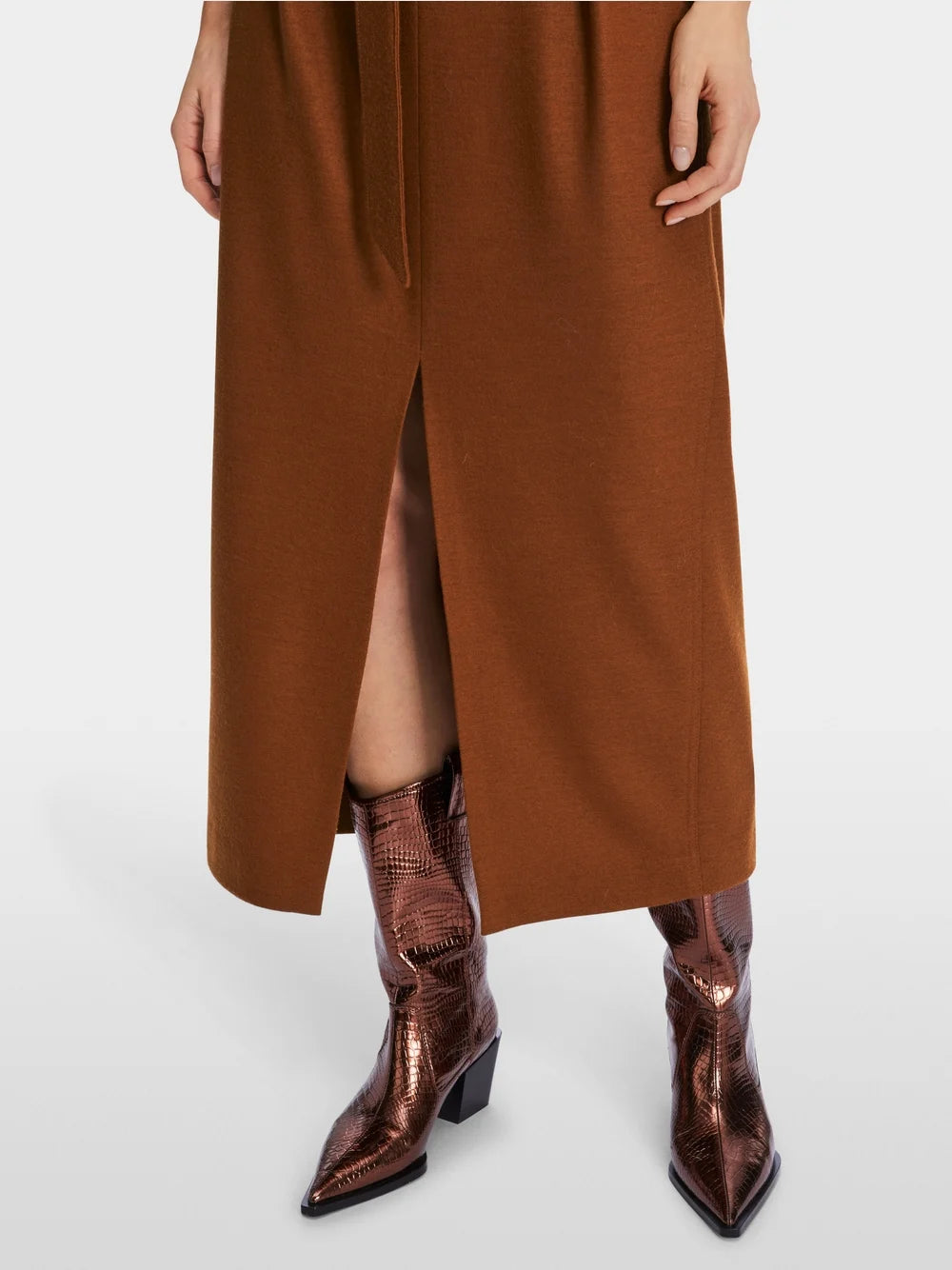 Marc Cain Brown Spice Midi length wool skirt