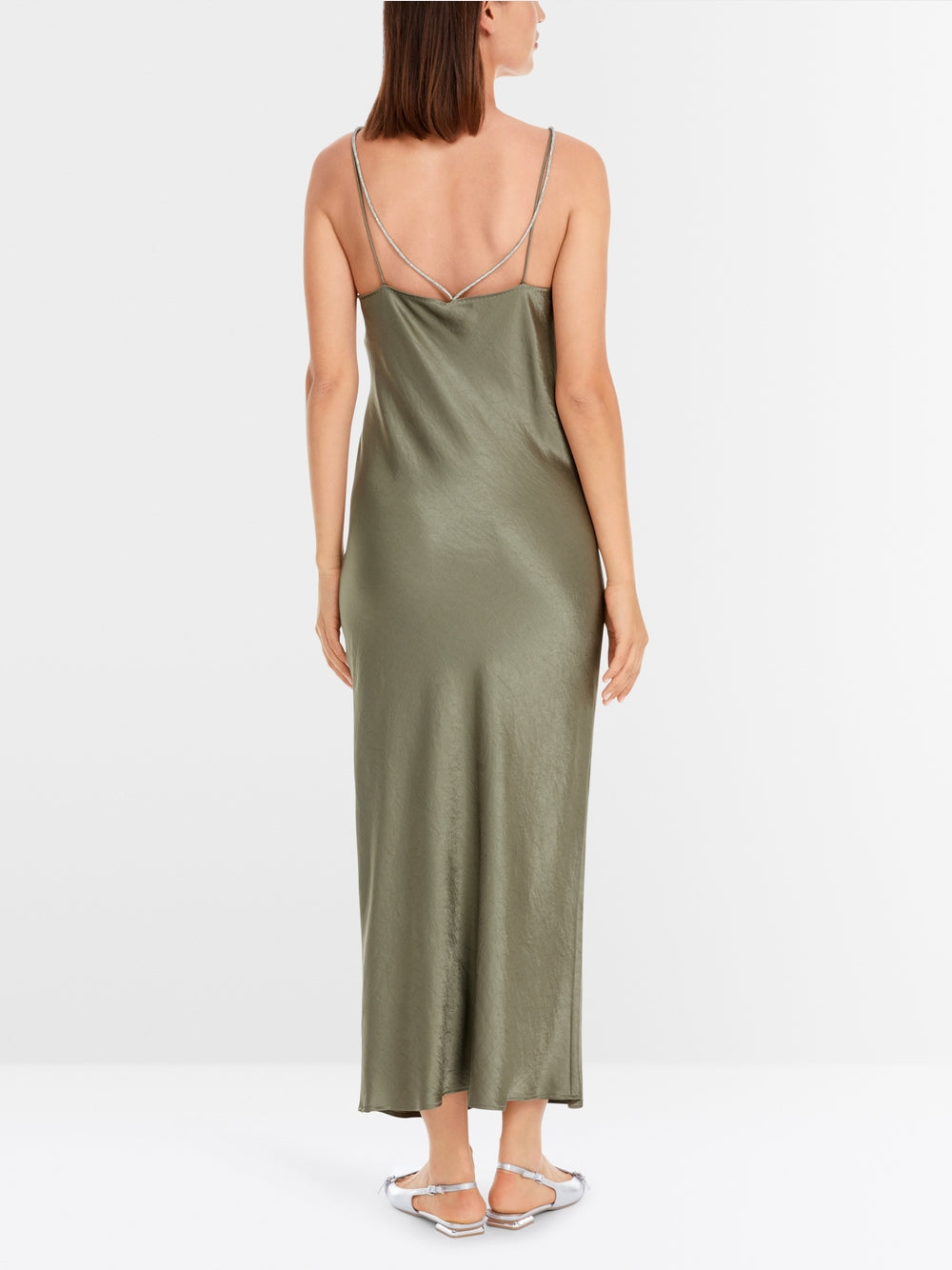 Marc Cain Sage Powder Green Slip dress with rhinestone cord