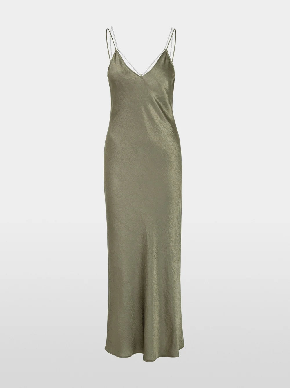 Marc Cain Sage Powder Green Slip dress with rhinestone cord