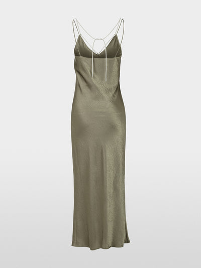 Marc Cain Sage Powder Green Slip dress with rhinestone cord