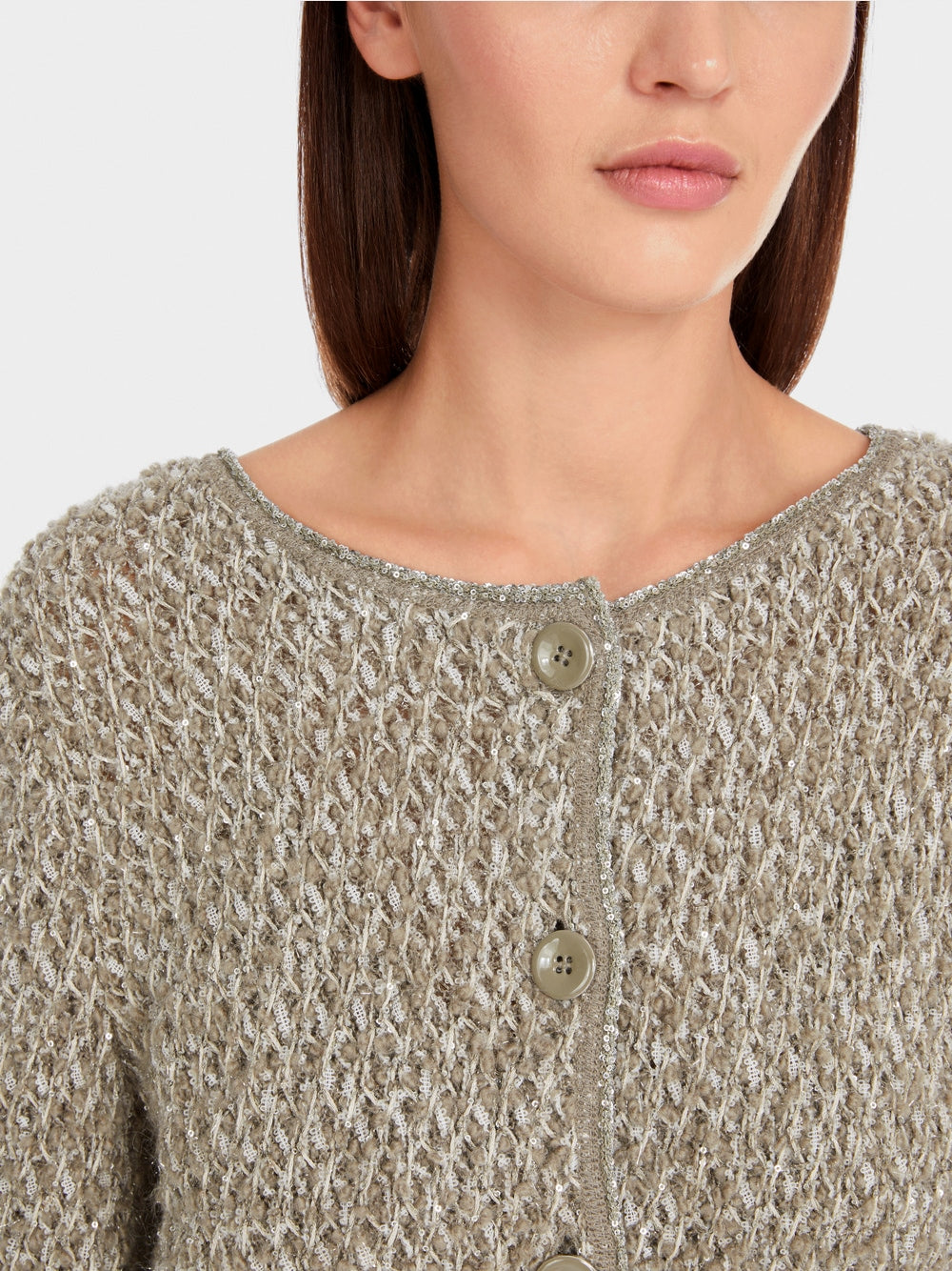 Marc Cain Sage Shimmering cardigan - knitted in Germany