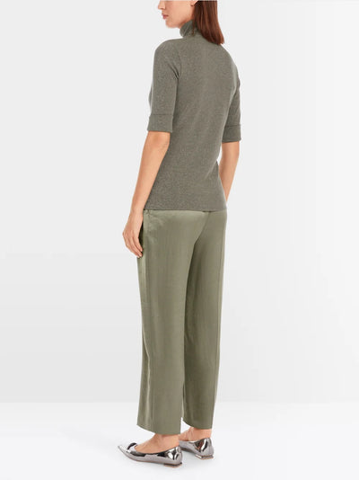 Marc Cain Sage Shimmering lurex basic Polo Neck Top