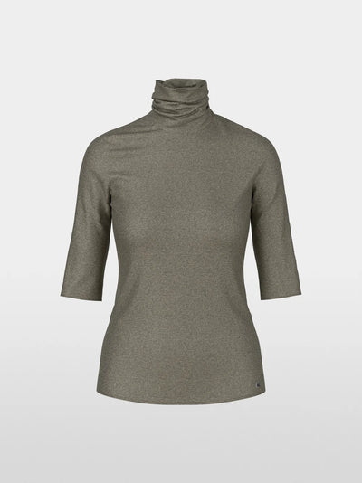 Marc Cain Sage Shimmering lurex basic Polo Neck Top