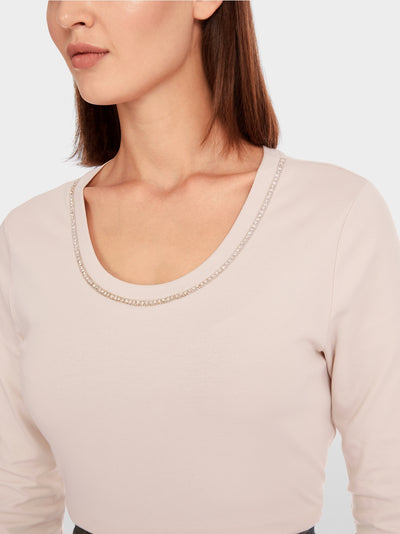 Marc Cain Deep Pearl T-shirt with pearl embellishment