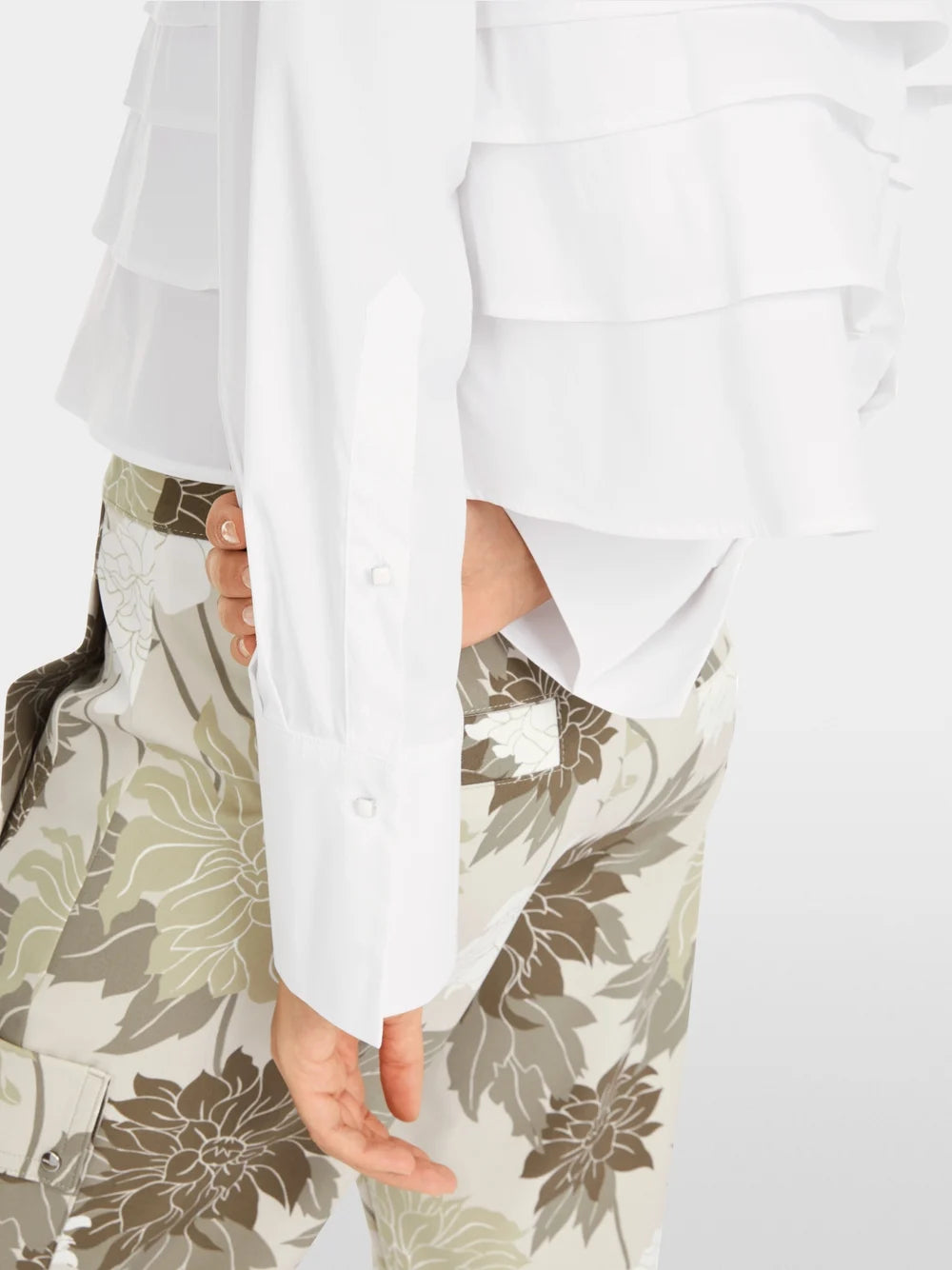 Marc Cain White Blouse with ruffles