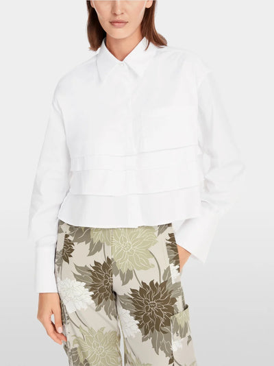 Marc Cain White Blouse with ruffles