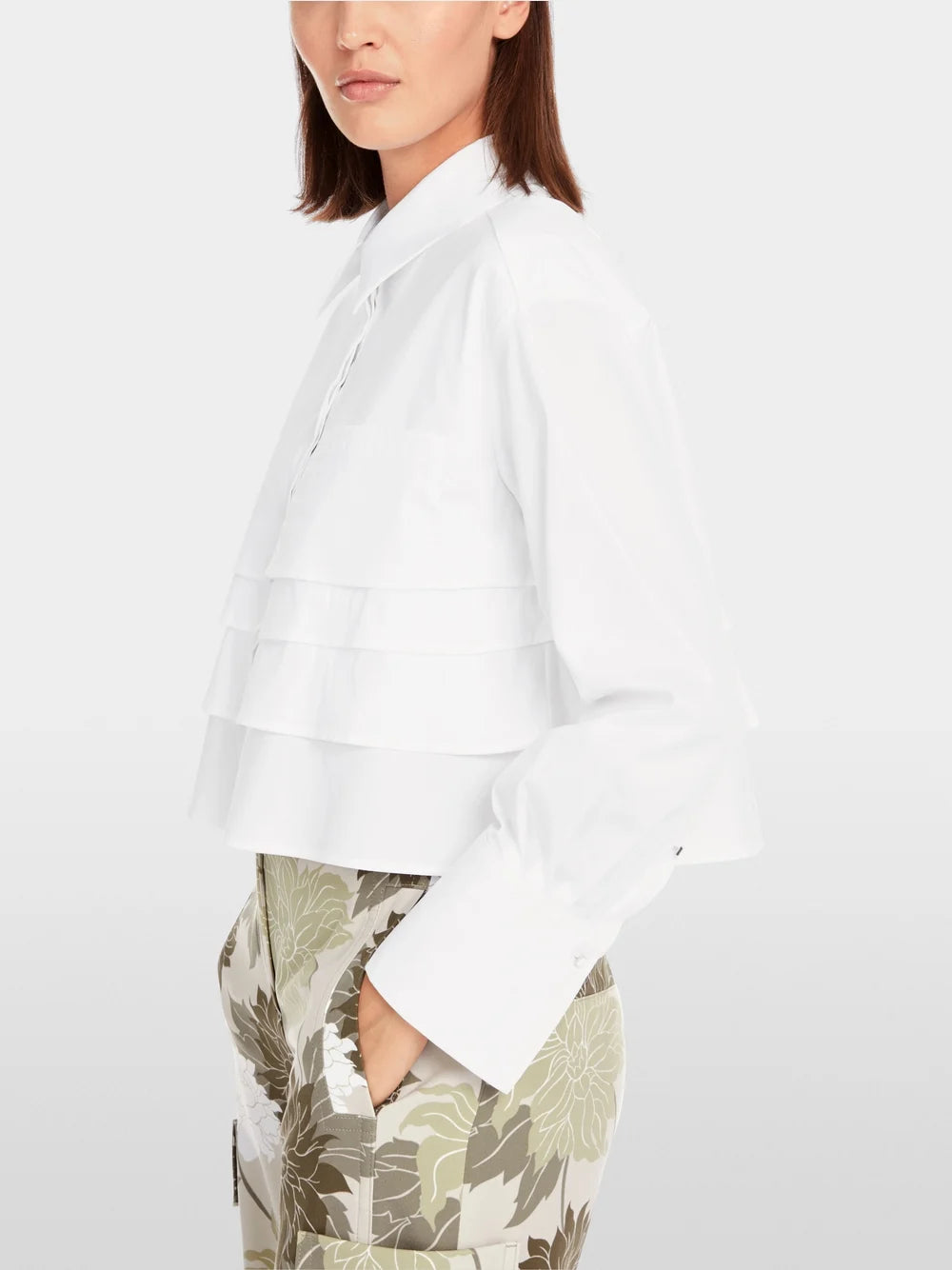 Marc Cain White Blouse with ruffles