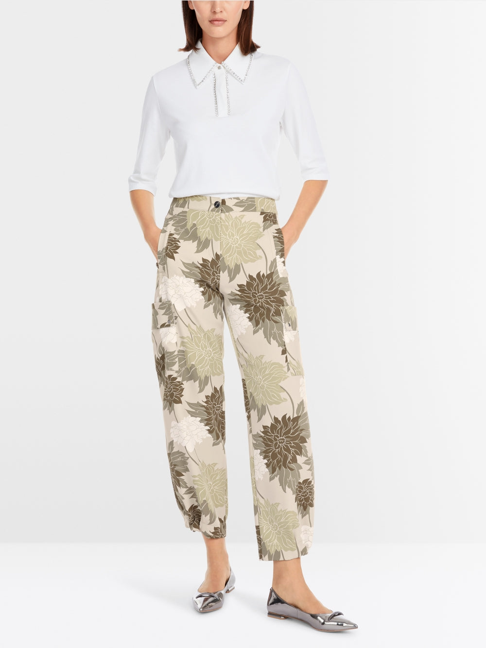 Marc Cain Sage Pearl RENTON cargo pants in floral design