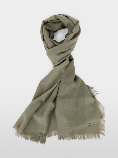 Marc Cain Khaki Sage Powder Toned check scarf made of wool