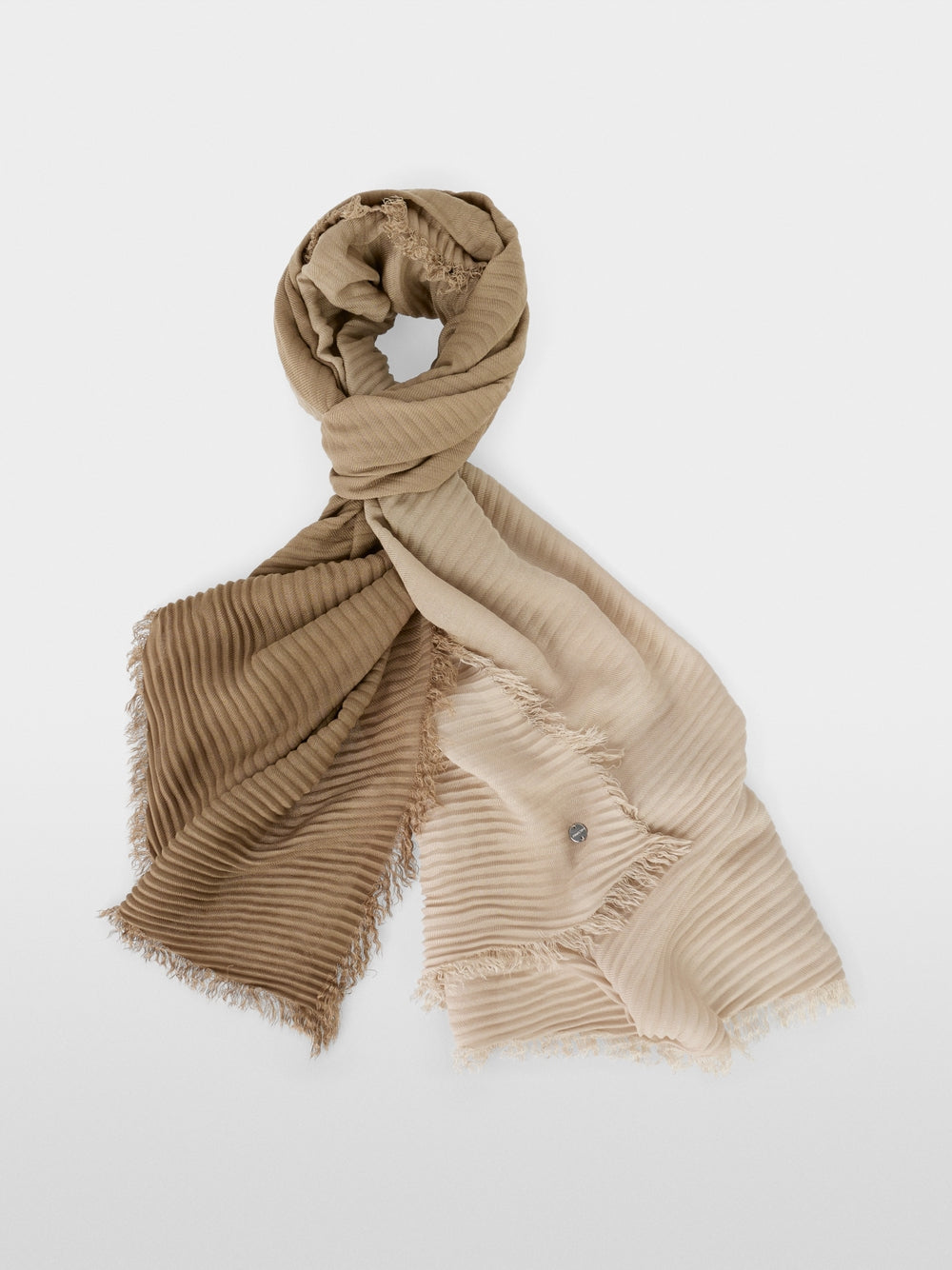 Marc Cain Two Tone Beige Scarf with pleated folds