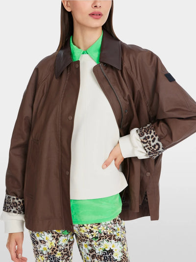 Marc Cain Chocolate Macaron Oversized outdoor jacket with zip