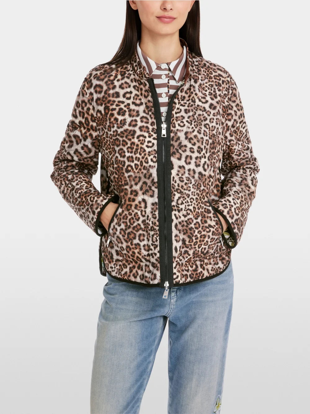 Marc Cain Rethink Together print reversible jacket Leopard Floral