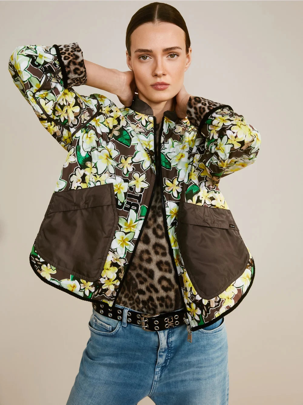 Marc Cain Rethink Together print reversible jacket Leopard Floral