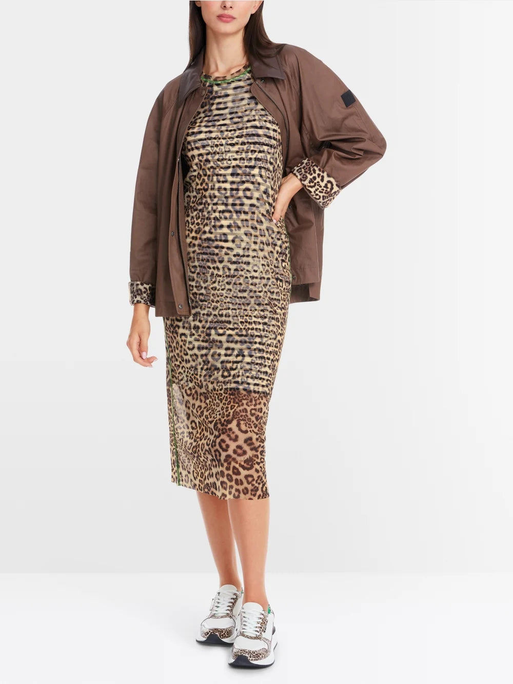 Marc Cain Leopard Tube dress in mesh and mixed pattern