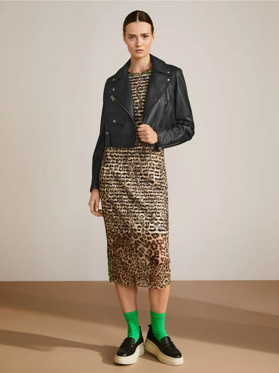 Marc Cain Leopard Tube dress in mesh and mixed pattern