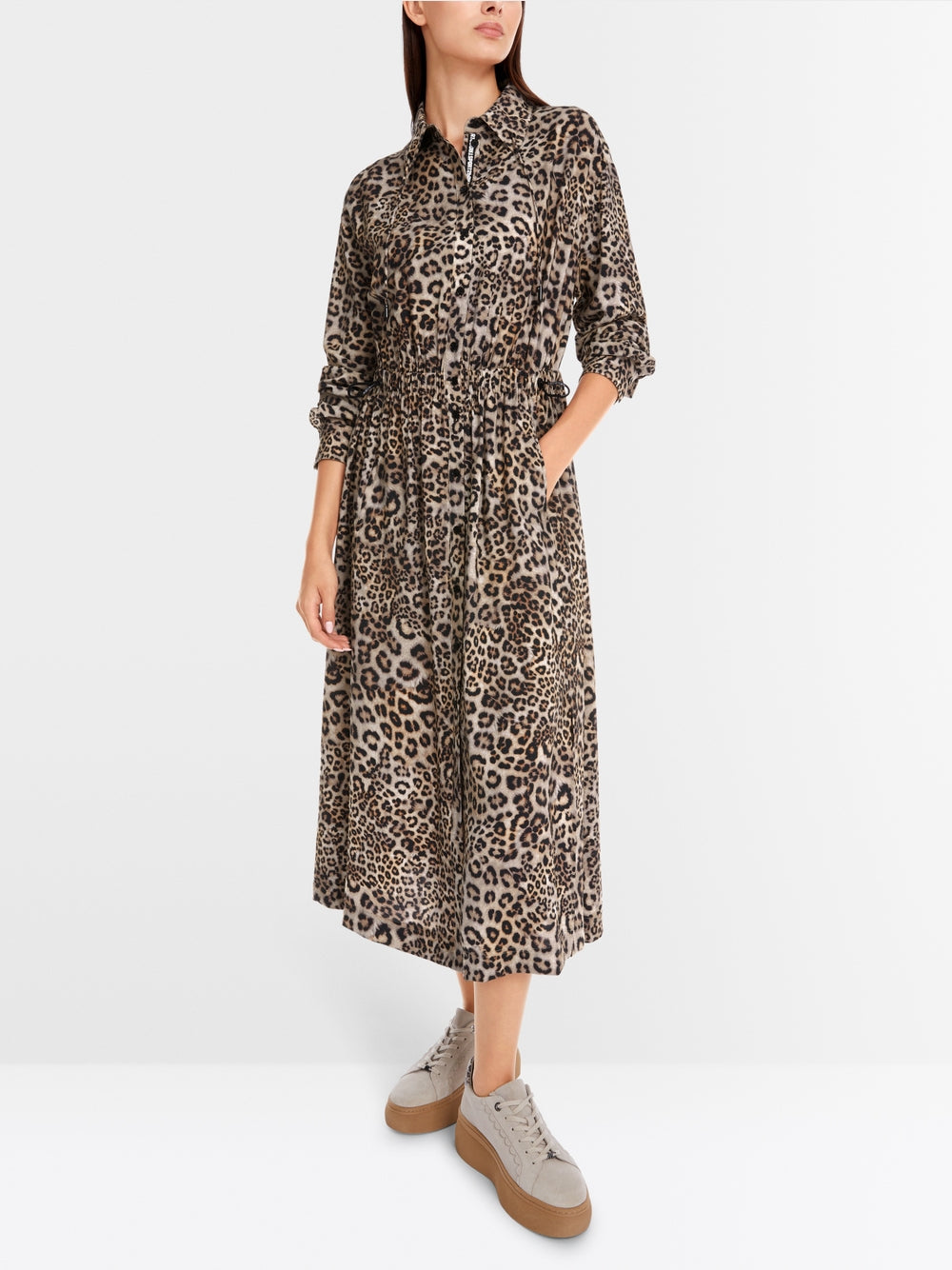 Marc Cain Leopard Rethink Together midi shirt dress