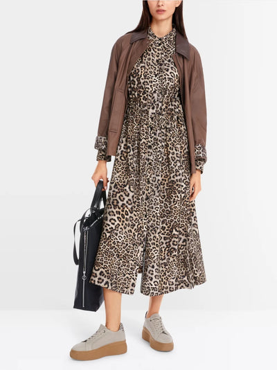 Marc Cain Leopard Rethink Together midi shirt dress