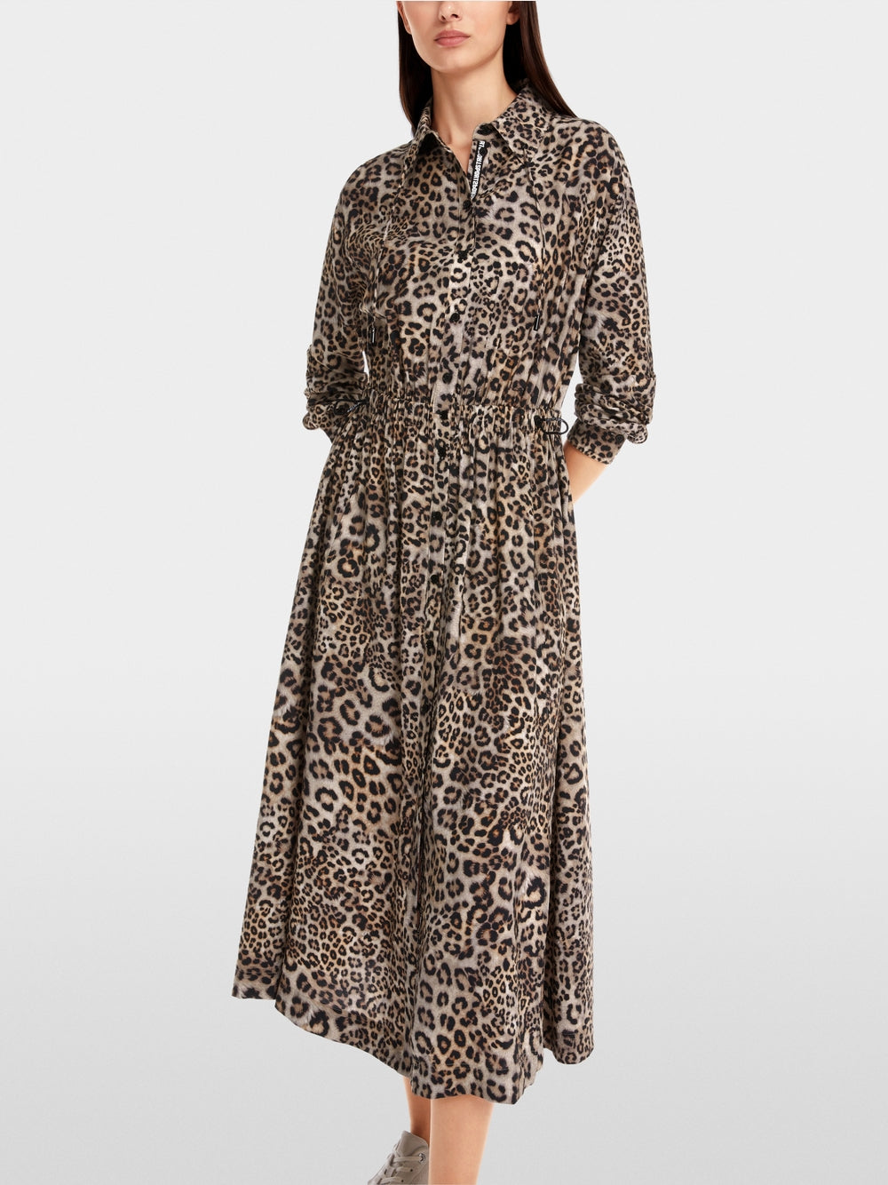 Marc Cain Leopard Rethink Together midi shirt dress