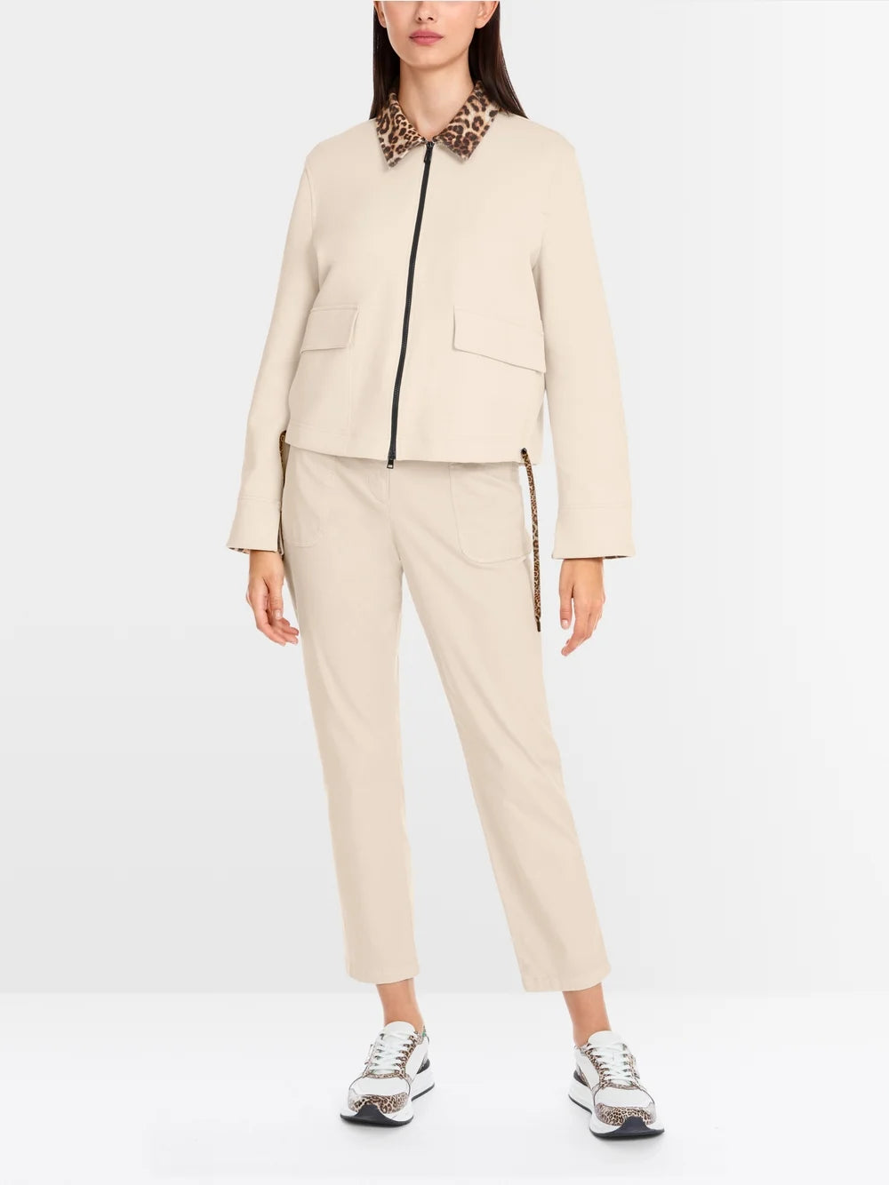 Marc Cain Cream Stone Sweat jacket in jersey with zip